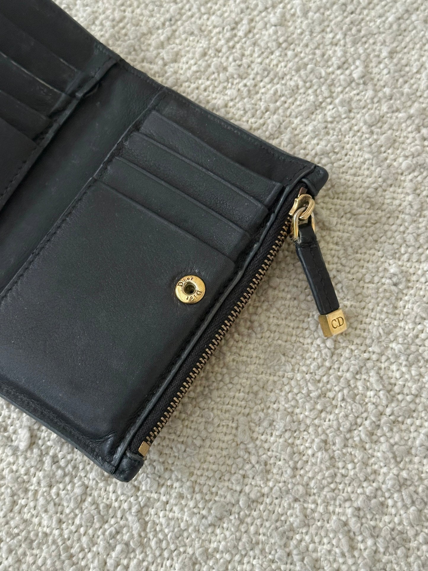 CHRISTIAN DIOR STARS COLLECTION BLACK LEATHER WALLET