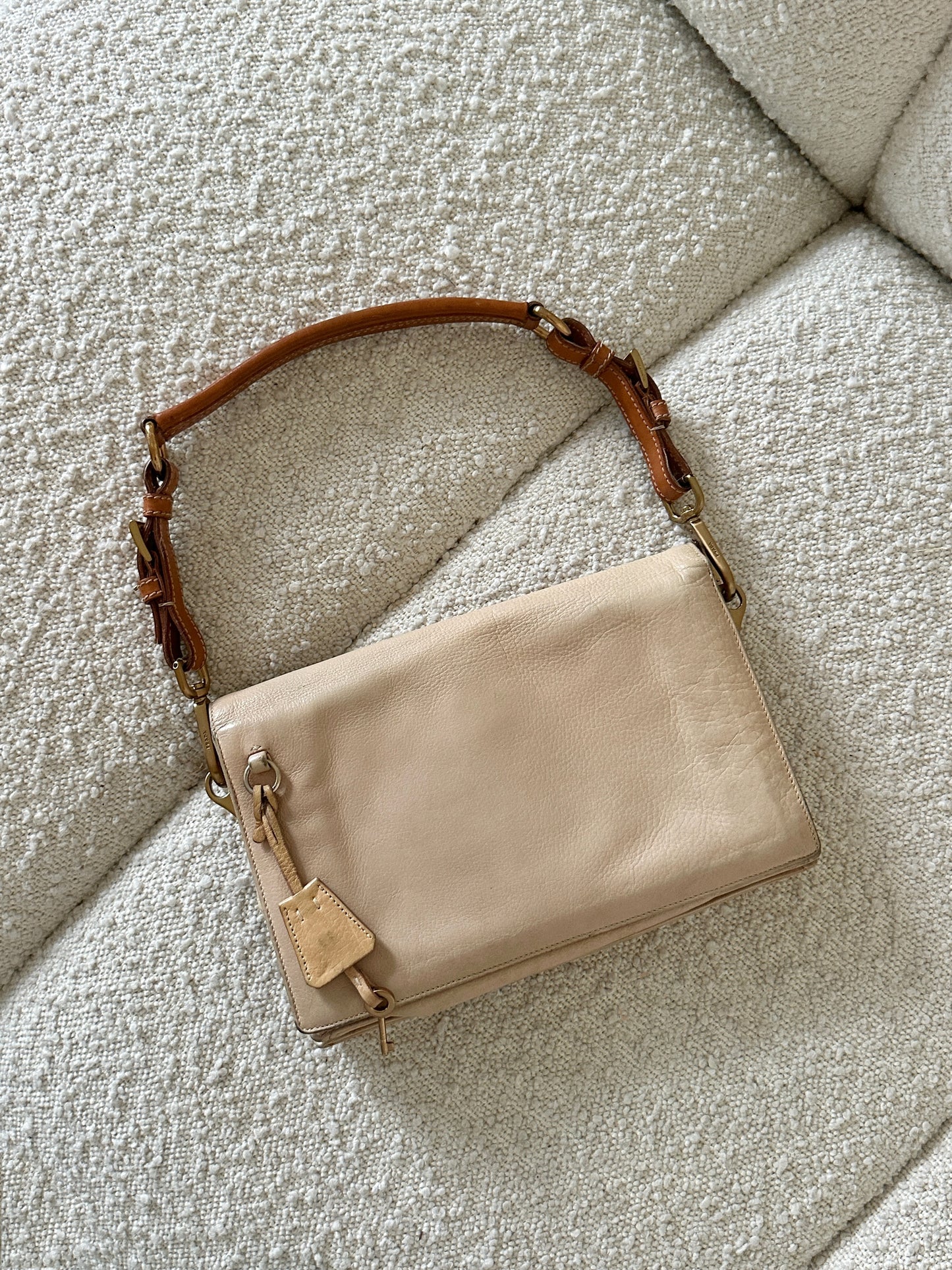 PRADA SOUND LOCK LEATHER SHOULDER BAG
