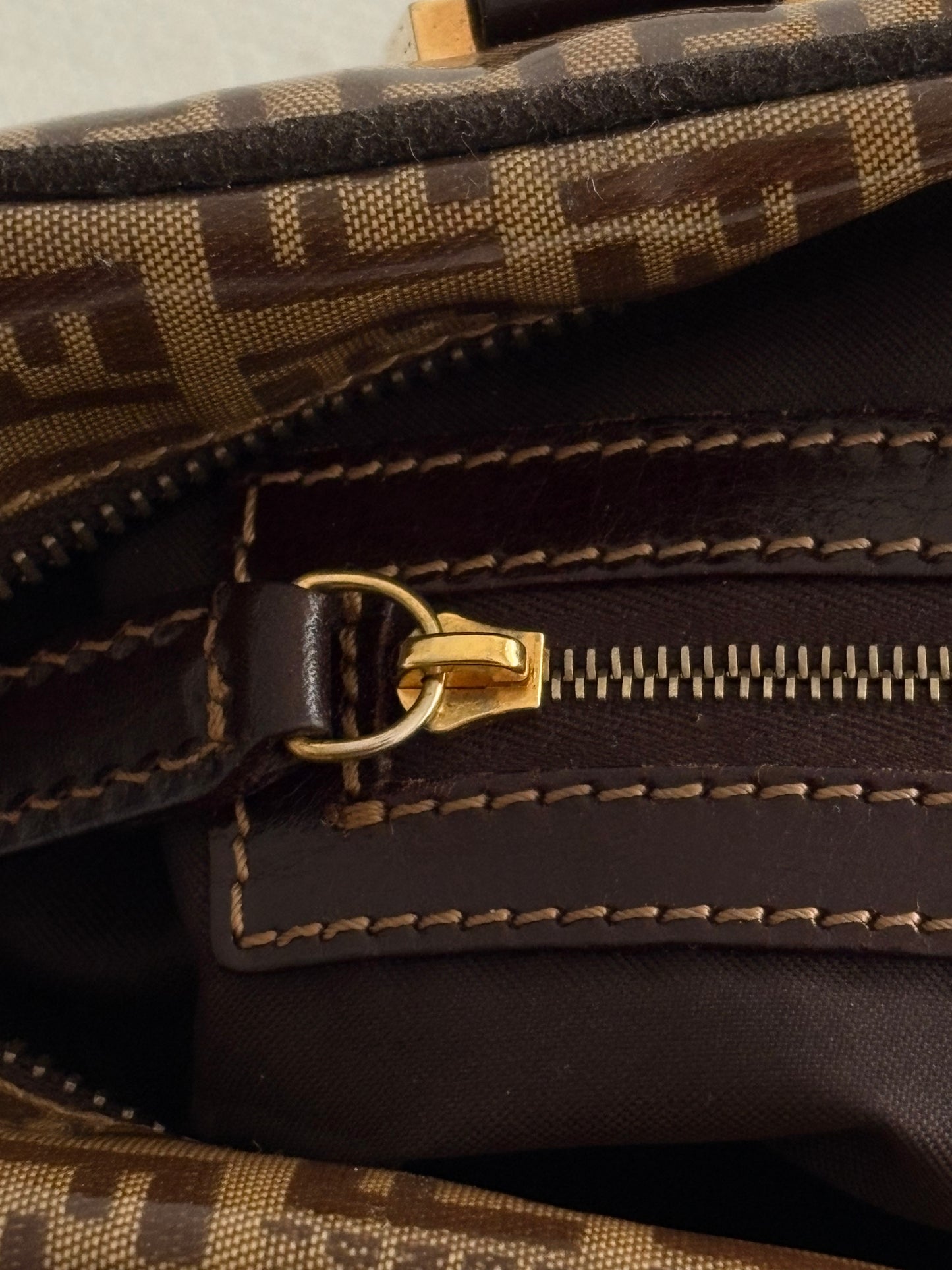 FENDI ZUCCHINO PATENT TOP HANDLE BAG