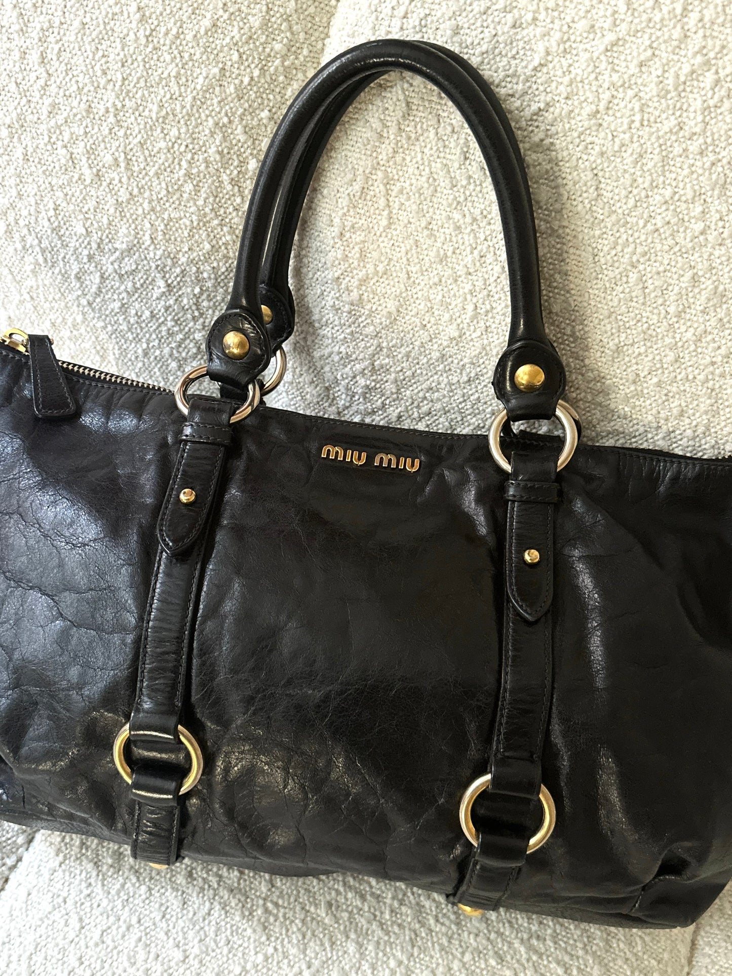 MIU MIU VITELLO LUX TWO WAY TOTE BAG