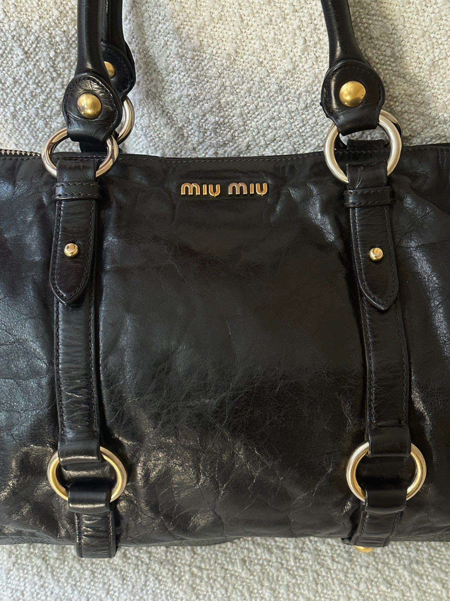 MIU MIU VITELLO LUX TWO WAY TOTE BAG