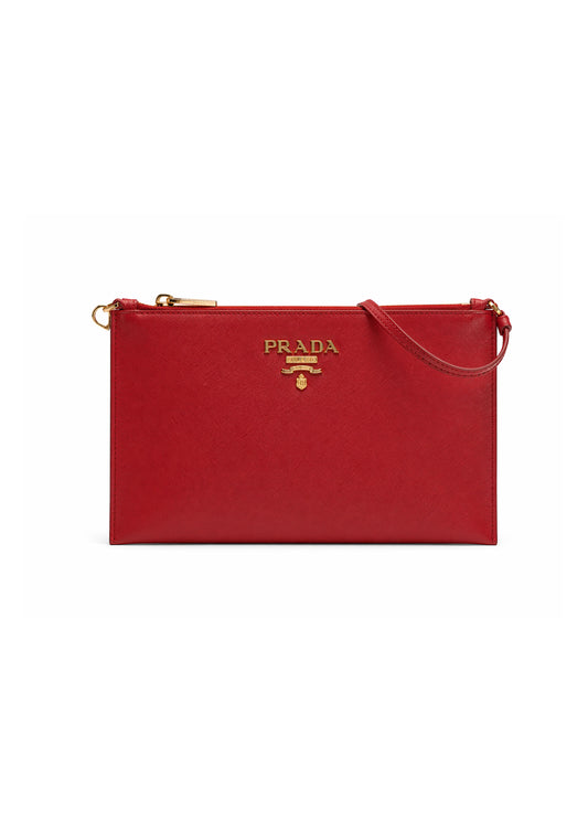 PRADA RED SAFFIANO LEATHER SHOULDER BAG