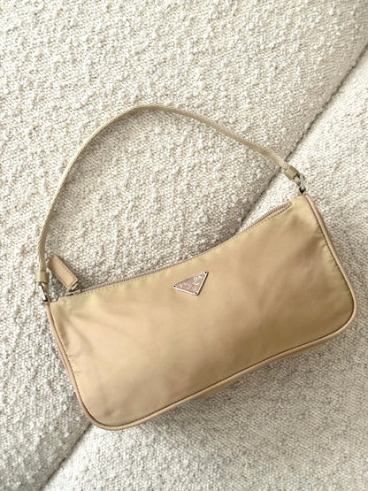 PRADA BEIGE NYLON MINI SHOULDER BAG