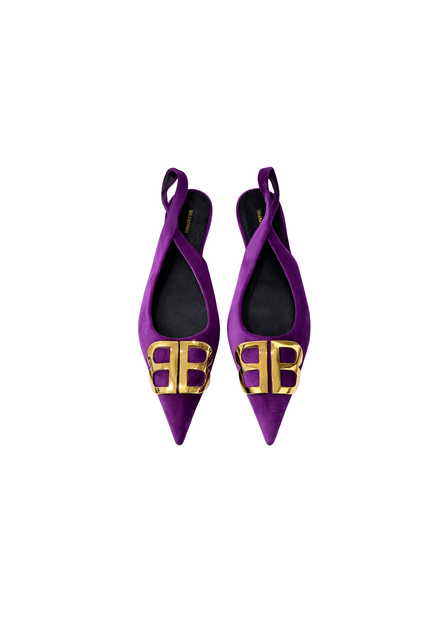 BALENCIAGA BB KNIFE VELVET SLINGBACK FLATS