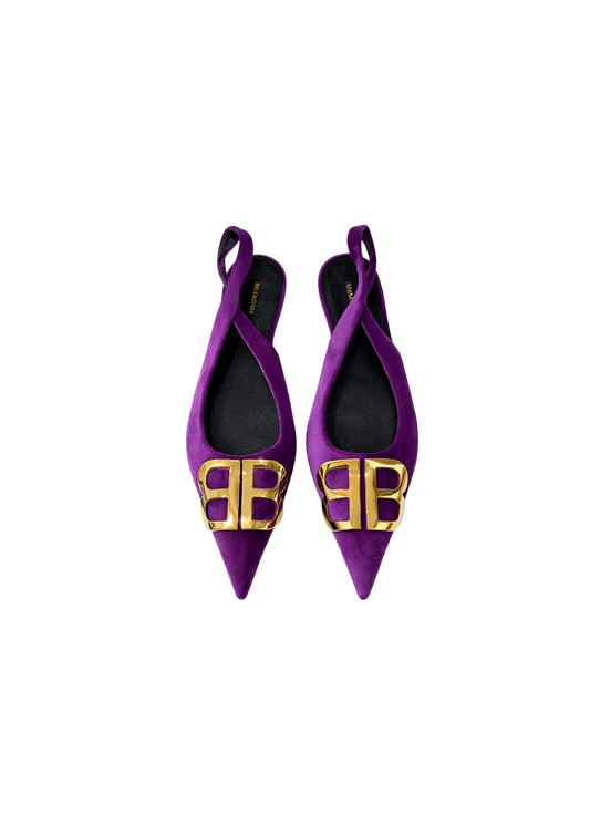 BALENCIAGA BB KNIFE VELVET SLINGBACK FLATS