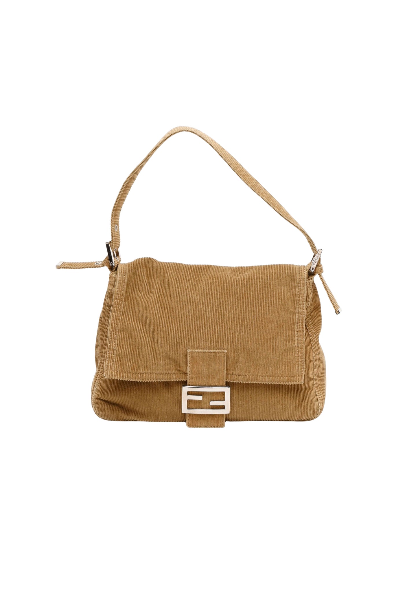 FENDI BEIGE MAMMA BAGUETTE CORDUROY BAG
