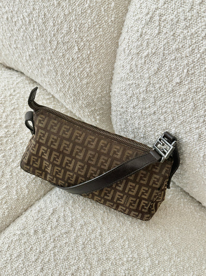 FENDI BROWN ZUCCA MONOGRAM POCHETTE