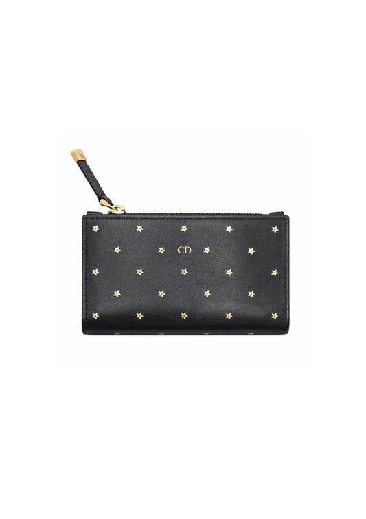 CHRISTIAN DIOR STARS COLLECTION BLACK LEATHER WALLET
