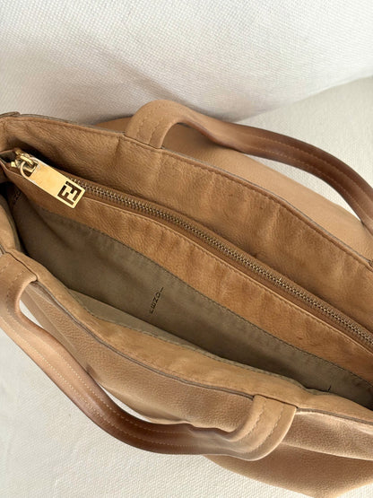 FENDI BORSA CHAIN LEATHER TOTE BAG