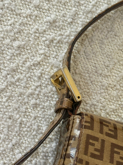 FENDI ZUCCHINO PATENT BAGUETTE SHOULDER BAG