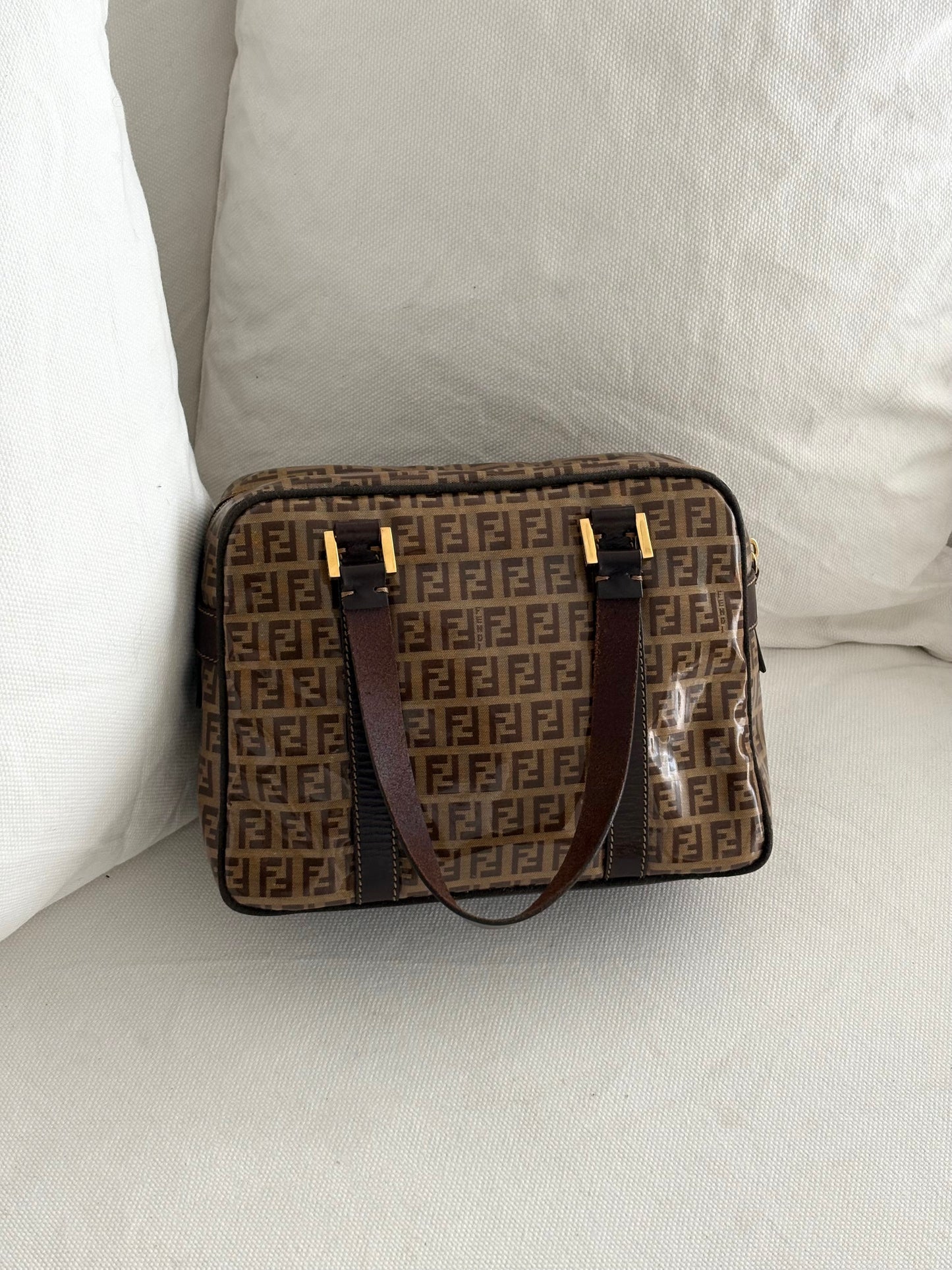 FENDI ZUCCHINO PATENT TOP HANDLE BAG