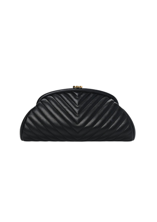 CHANEL LAMBSKIN CHEVRON QUILTED CLUTCH