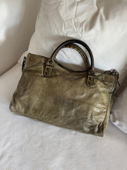 BALENCIAGA KHAKI LE CITY TOTE BAG