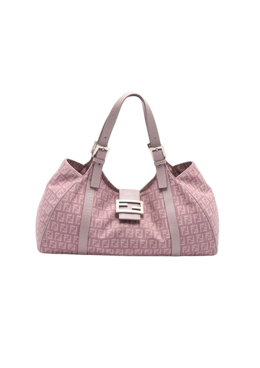 FENDI LILAC ZUCCHINO CANVAS SHOULDER BAG