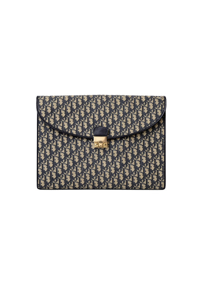 DIOR 30 MONTAIGNE NAVY OBLIQUE JACQUARD CLUTCH