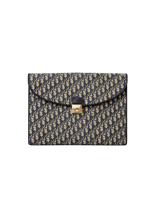 DIOR 30 MONTAIGNE NAVY OBLIQUE JACQUARD CLUTCH