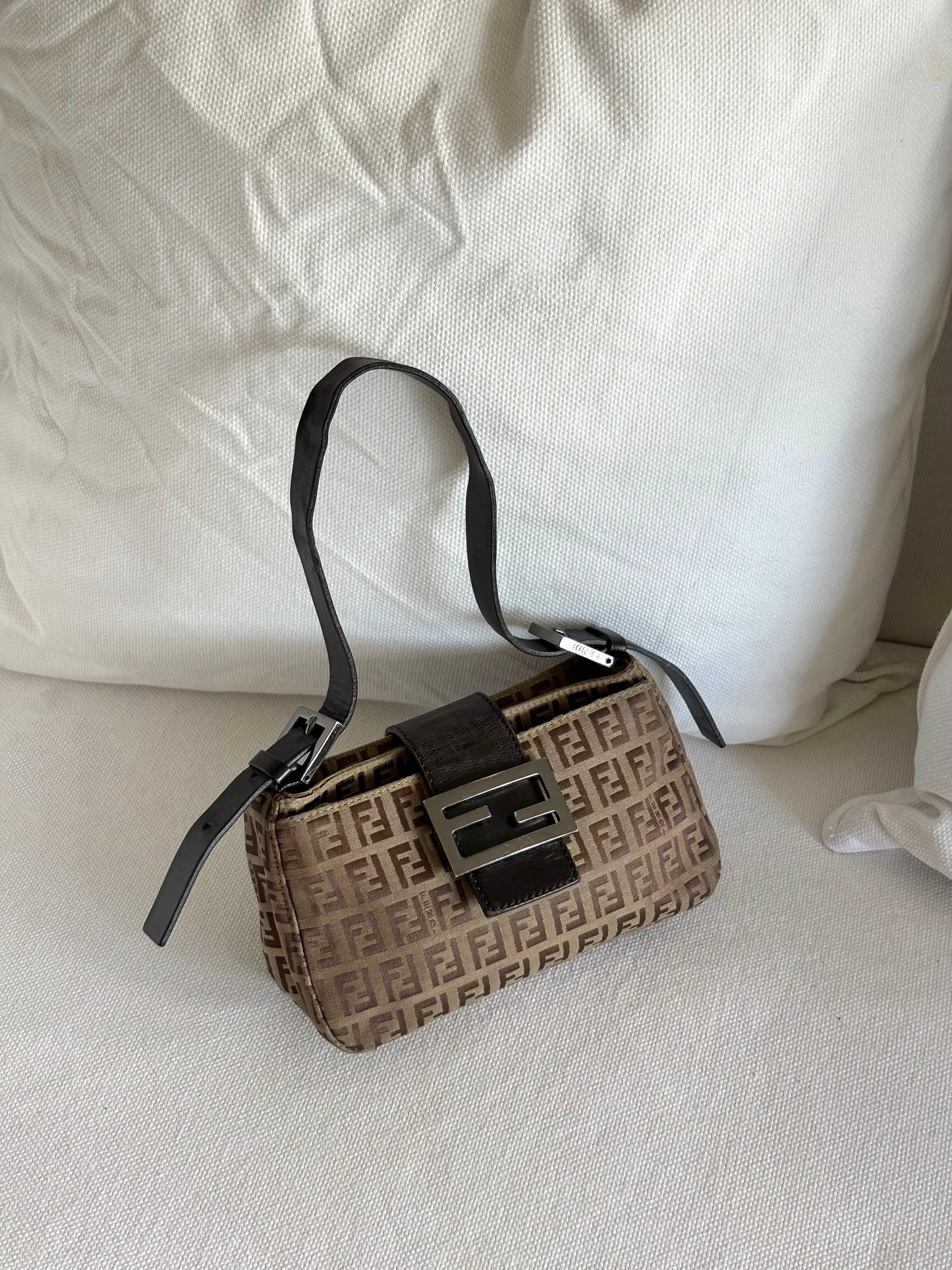 FENDI ZUCCA MINI MAMMA BAGUETTE SHOULDER BAG