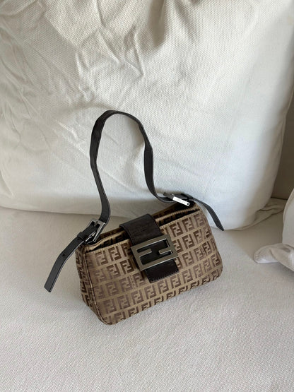 FENDI ZUCCA MINI MAMMA BAGUETTE SHOULDER BAG