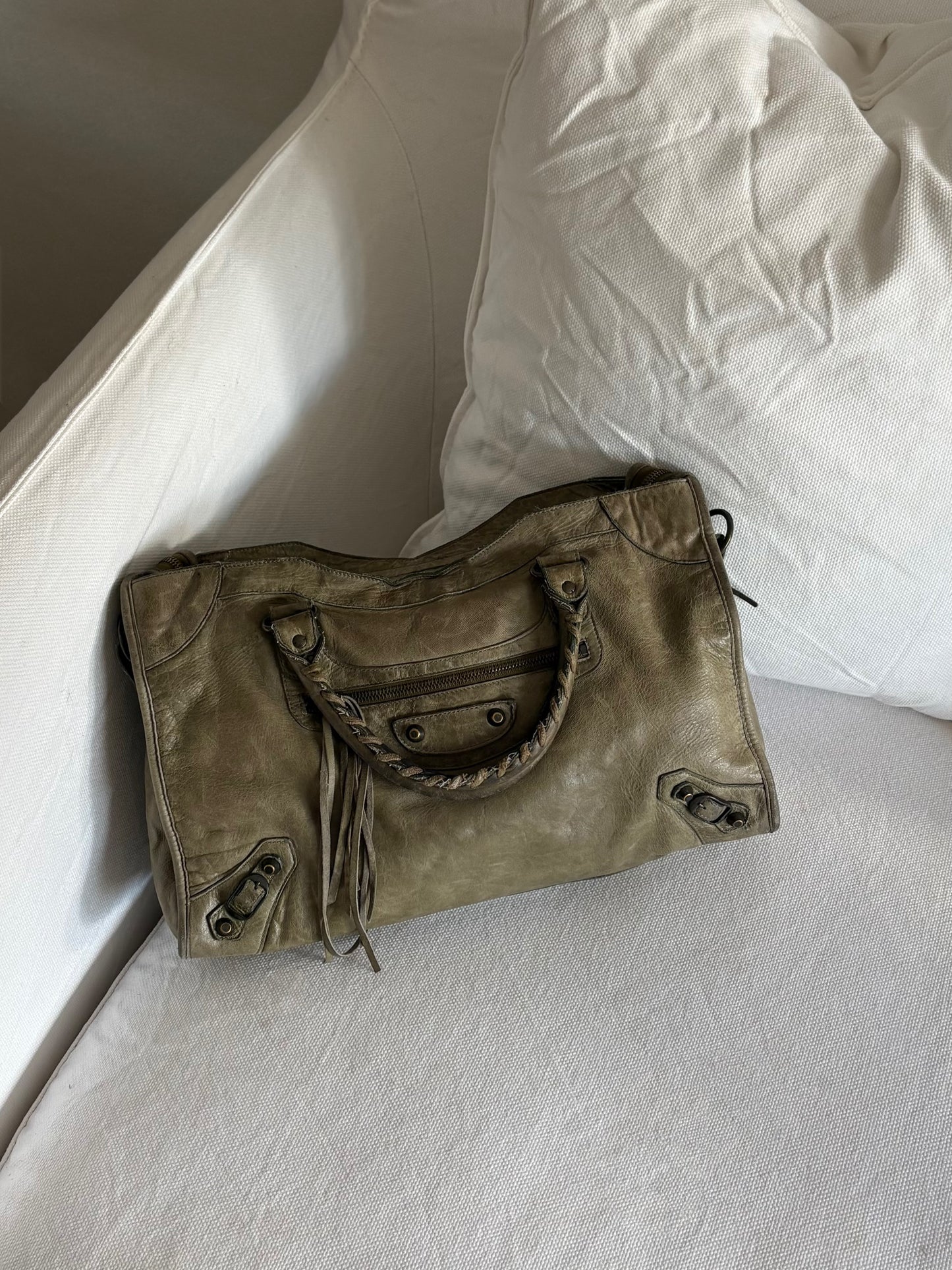 BALENCIAGA KHAKI LE CITY TOTE BAG