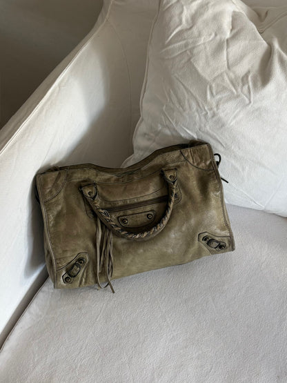 BALENCIAGA KHAKI LE CITY TOTE BAG