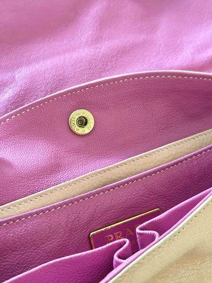 PRADA SOUND LOCK LEATHER SHOULDER BAG