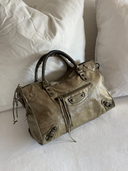 BALENCIAGA KHAKI LE CITY TOTE BAG