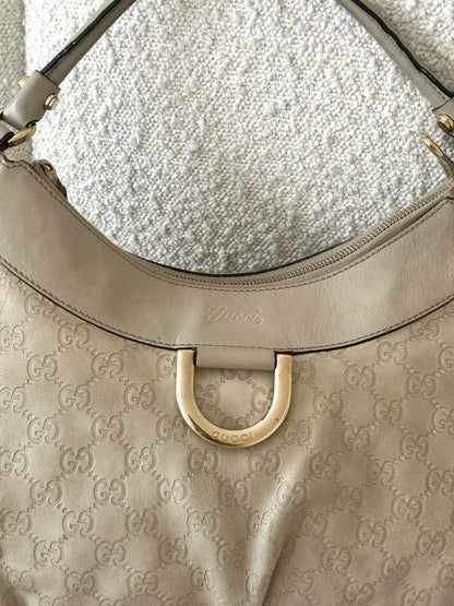GUCCI BEIGE GUCCISSIMA ABBEY D RING BAG