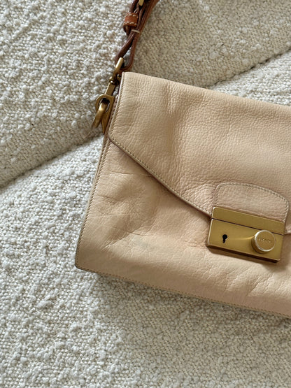 PRADA SOUND LOCK LEATHER SHOULDER BAG
