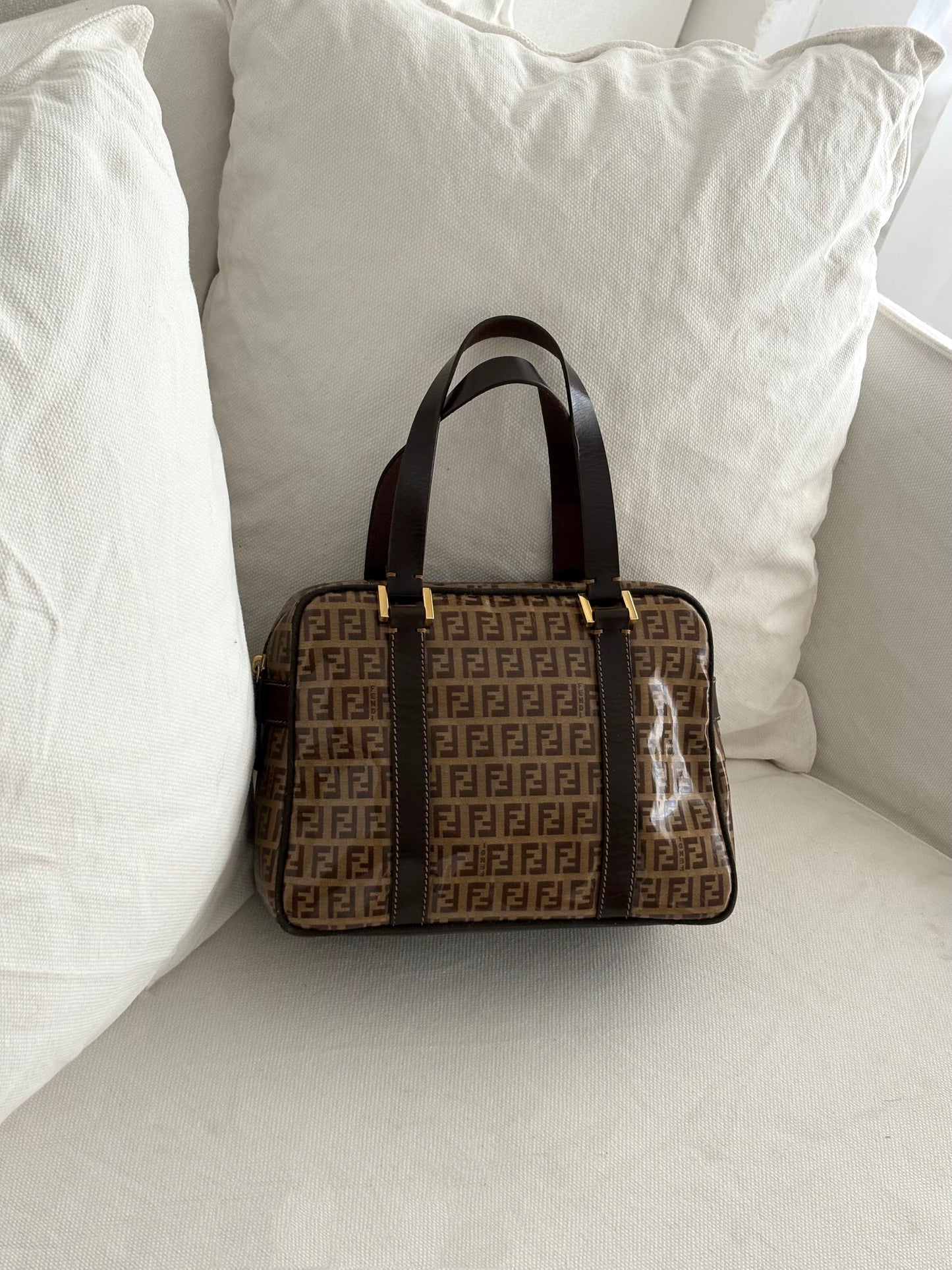 FENDI ZUCCHINO PATENT TOP HANDLE BAG