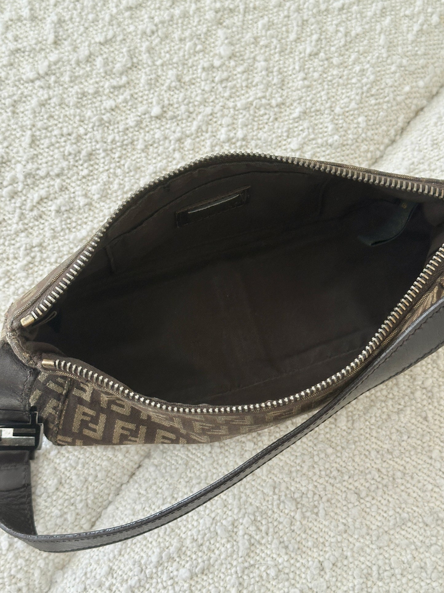 FENDI BROWN ZUCCA MONOGRAM POCHETTE