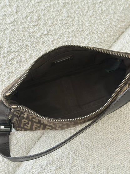 FENDI BROWN ZUCCA MONOGRAM POCHETTE