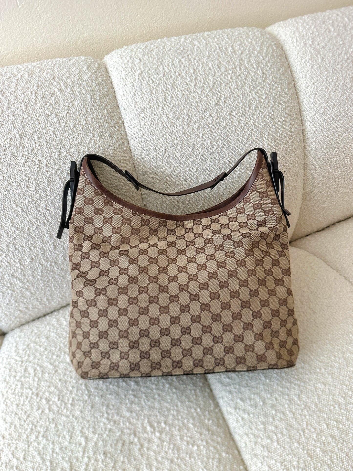 GUCCI MONOGRAM CANVAS HOBO BAG
