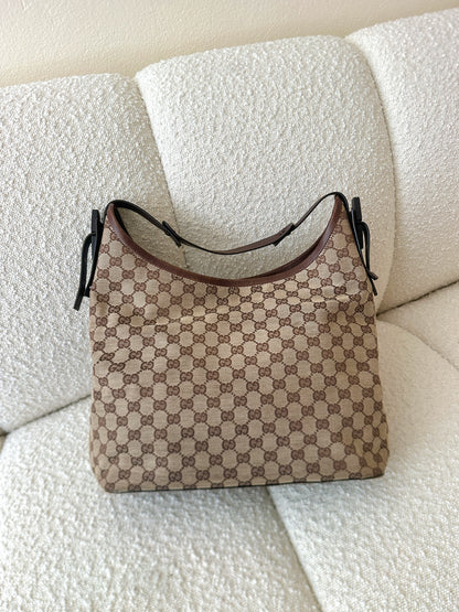 GUCCI MONOGRAM CANVAS HOBO BAG