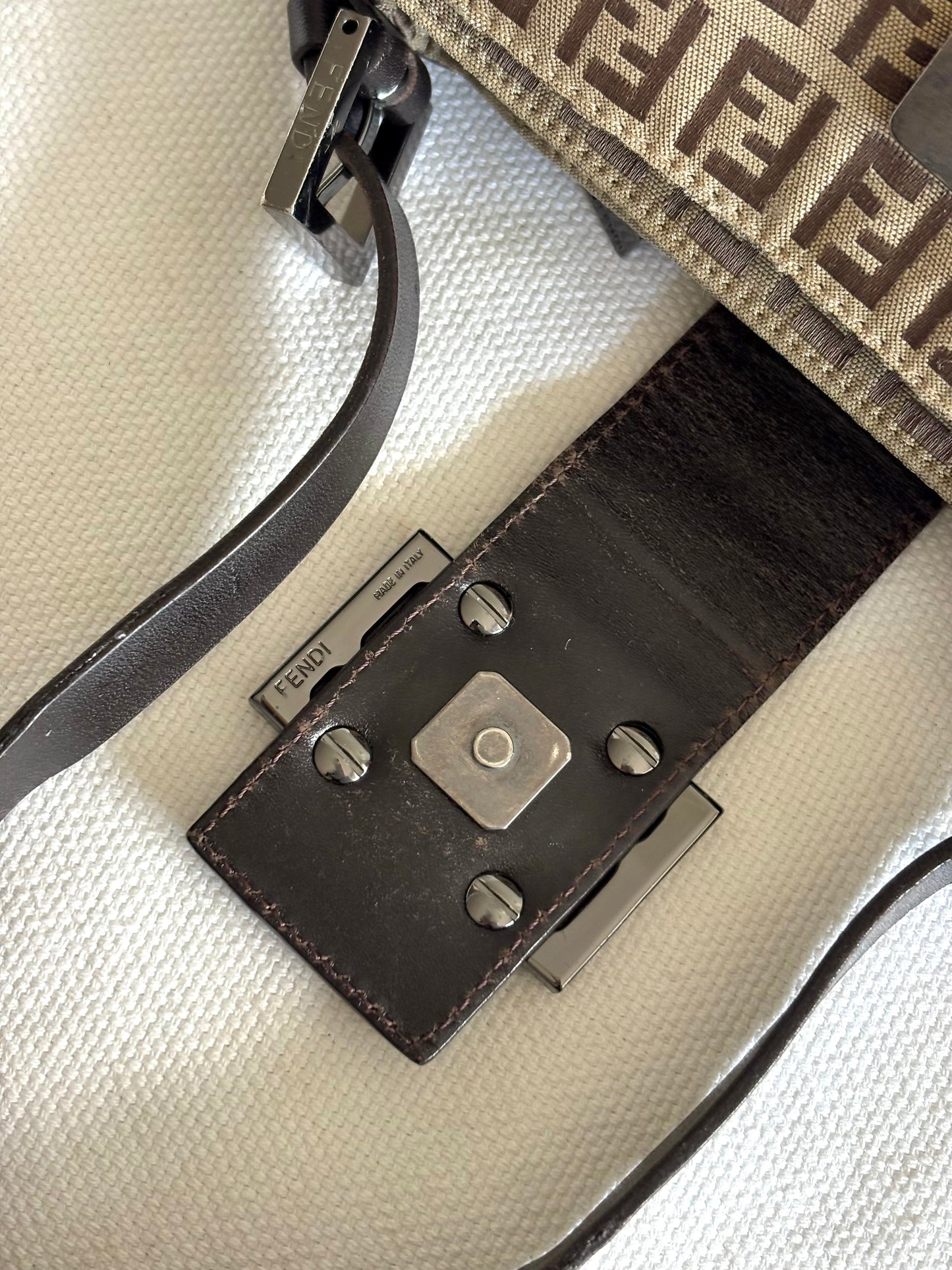 FENDI ZUCCA MINI MAMMA BAGUETTE SHOULDER BAG