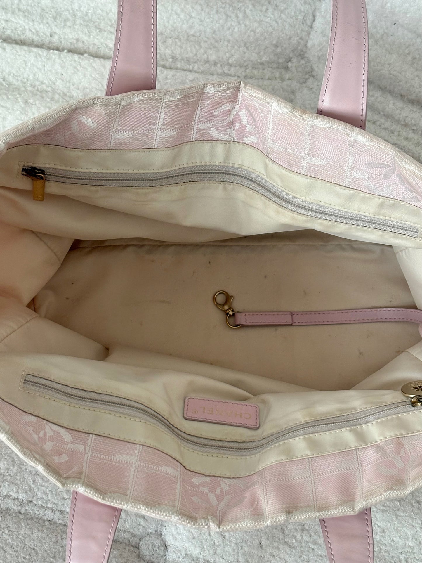 CHANEL PINK TRAVEL LINE NYLON TOTE BAG