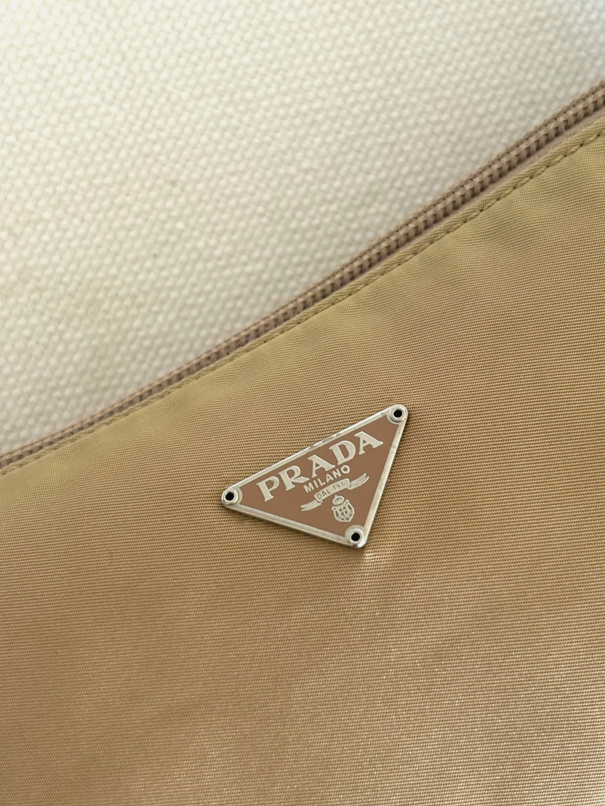 BEIGE NYLON MINI SHOULDER BAG