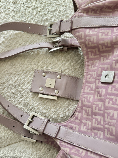 FENDI LILAC ZUCCHINO CANVAS SHOULDER BAG