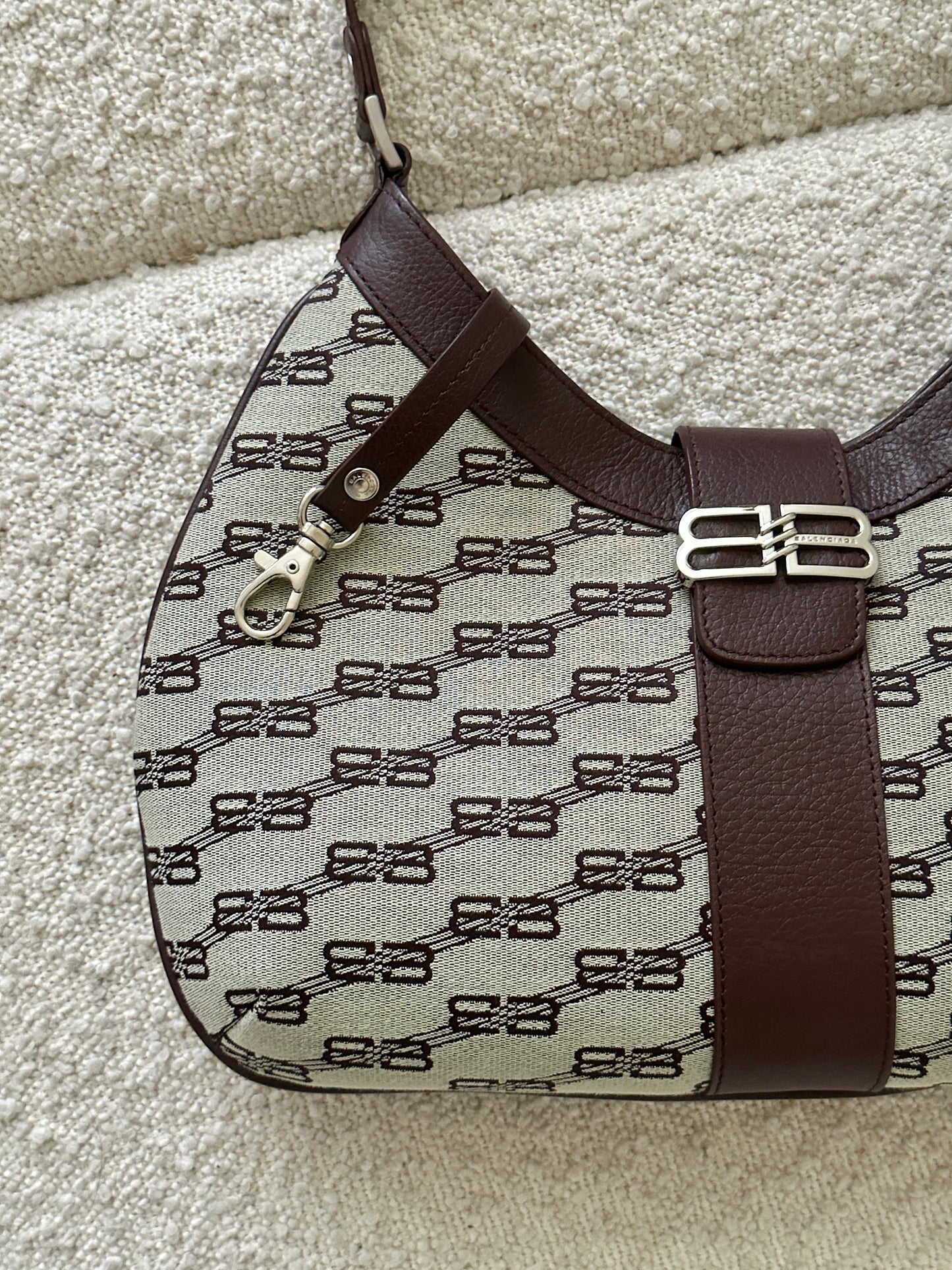 BALENCIAGA BB MONOGRAM HOBO SHOULDER BAG