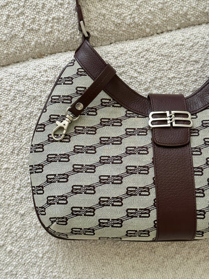BALENCIAGA BB MONOGRAM HOBO SHOULDER BAG