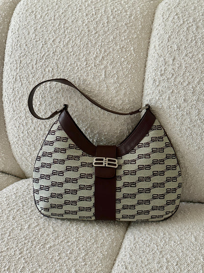 BALENCIAGA BB MONOGRAM HOBO SHOULDER BAG