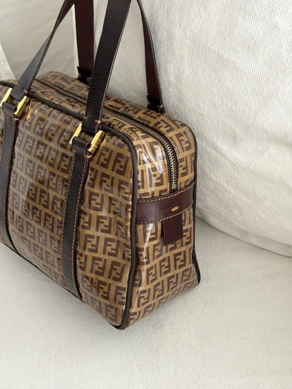 FENDI ZUCCHINO PATENT TOP HANDLE BAG