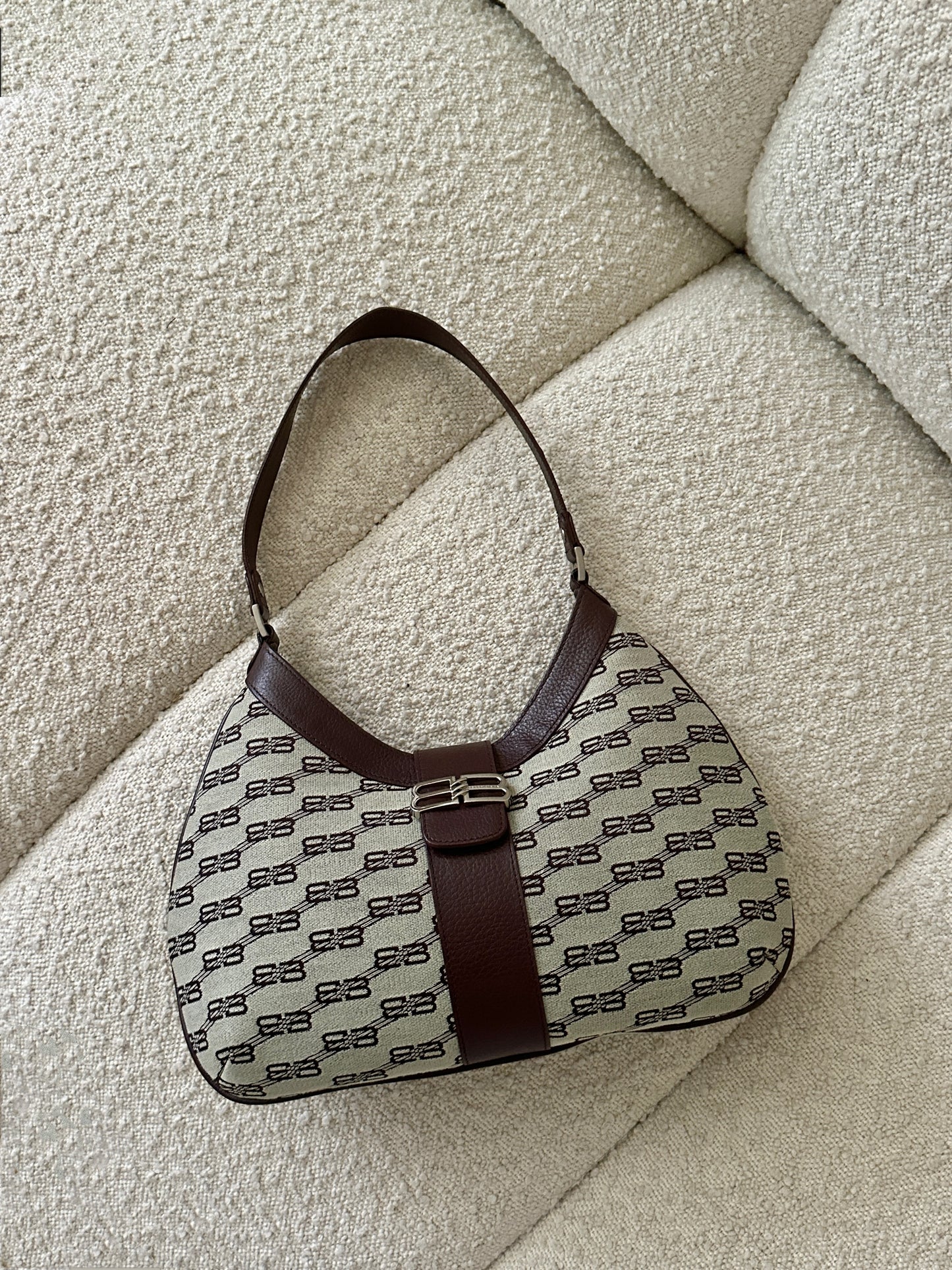 BALENCIAGA BB MONOGRAM HOBO SHOULDER BAG