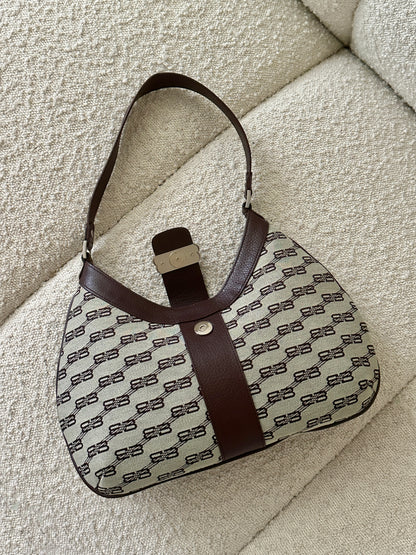BALENCIAGA BB MONOGRAM HOBO SHOULDER BAG