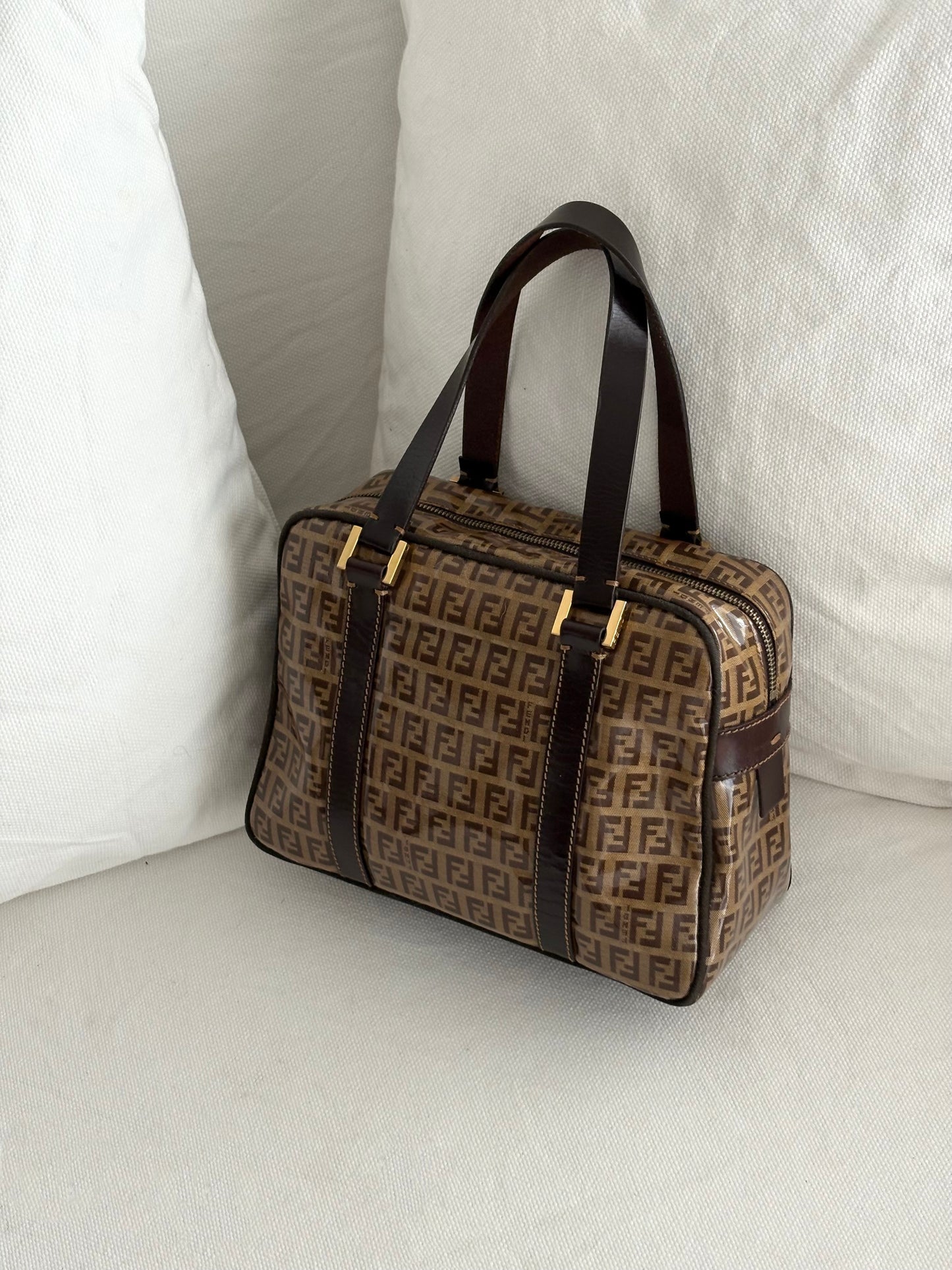 FENDI ZUCCHINO PATENT TOP HANDLE BAG