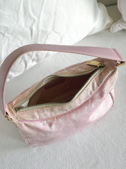 CHANEL PINK TRAVEL LINE NYLON SHOULDER BAG