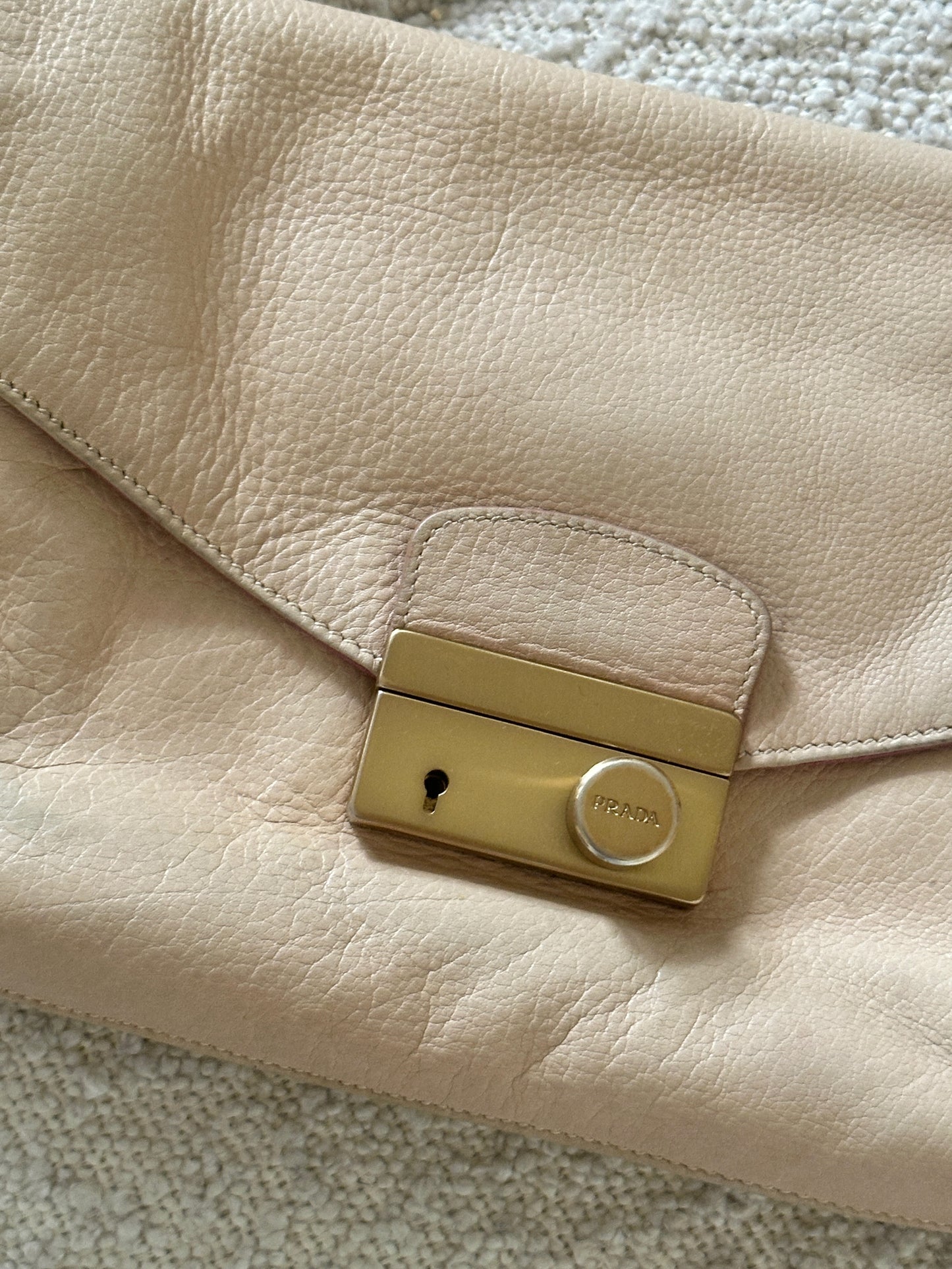 PRADA SOUND LOCK LEATHER SHOULDER BAG