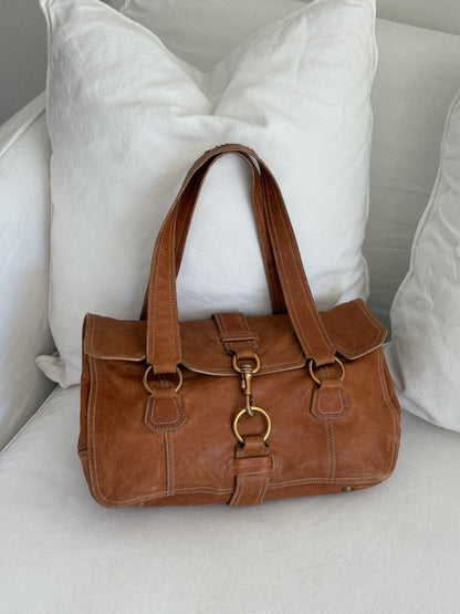 ARCHIVE CAMEL LEATHER LOCK SHOULDER BAG