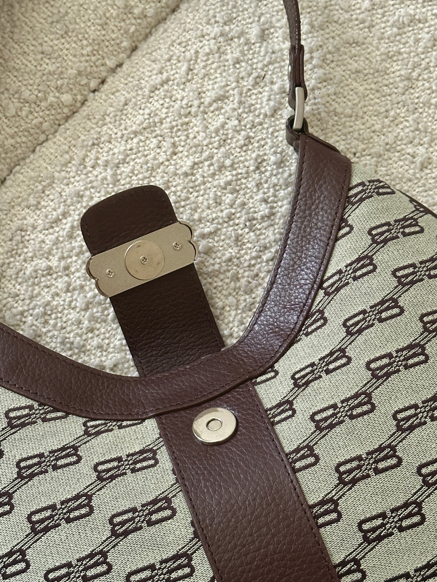 BALENCIAGA BB MONOGRAM HOBO SHOULDER BAG