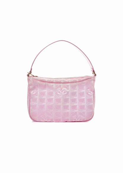CHANEL PINK TRAVEL LINE NYLON SHOULDER BAG