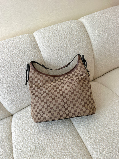 GUCCI MONOGRAM CANVAS HOBO BAG